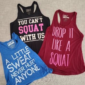 (3) Chin Up tanks size Medium